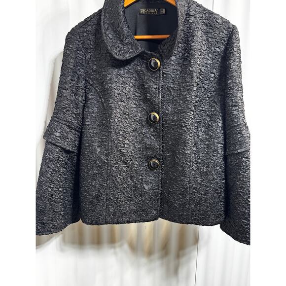 VTG Picadilly Lightweight Jacket Zip Up High Neck Sz Lg Black - Picture 11 of 12